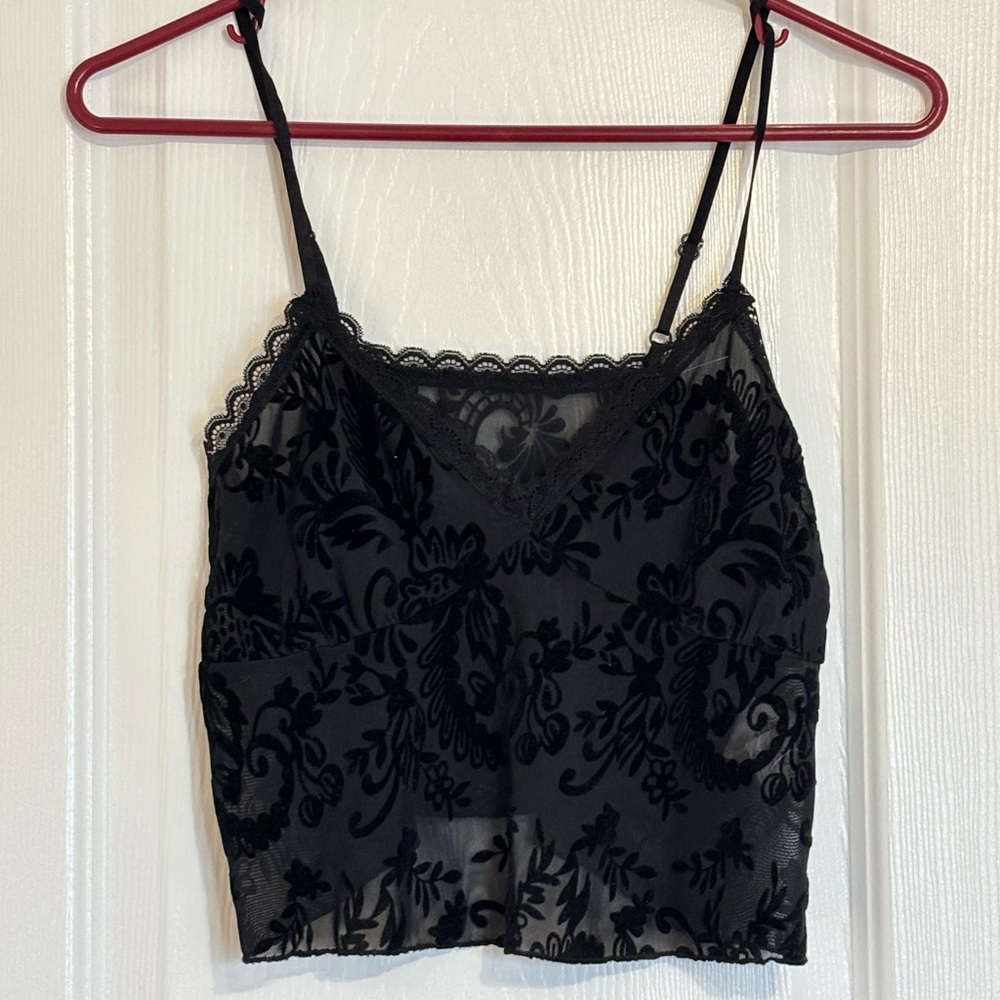 Romwe Black Lace Camisole Top